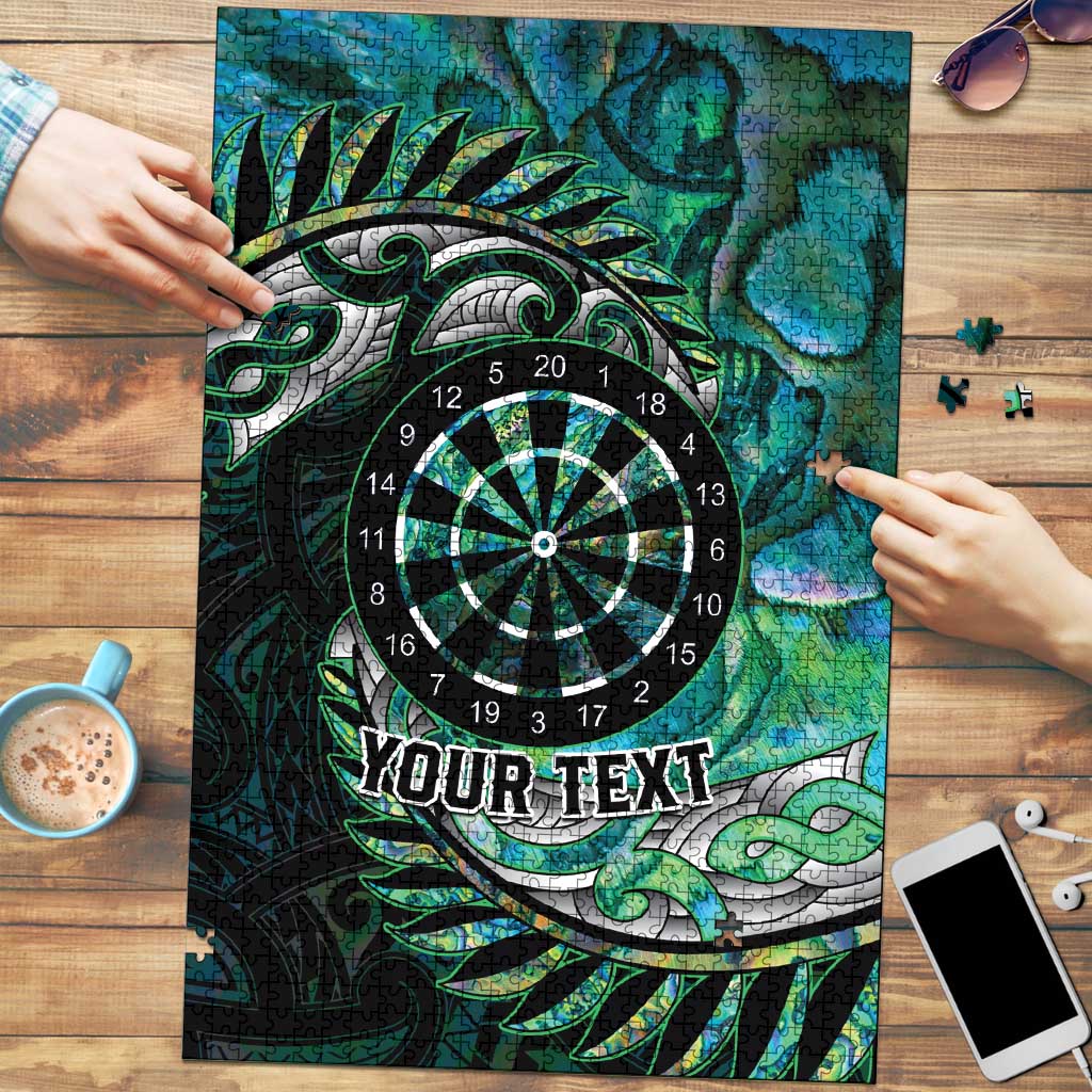 New Zealand Darts Personalised Puzzle Aotearoa Silver Fern Green Papua Shell Spirit LT9 Green - Polynesian Pride