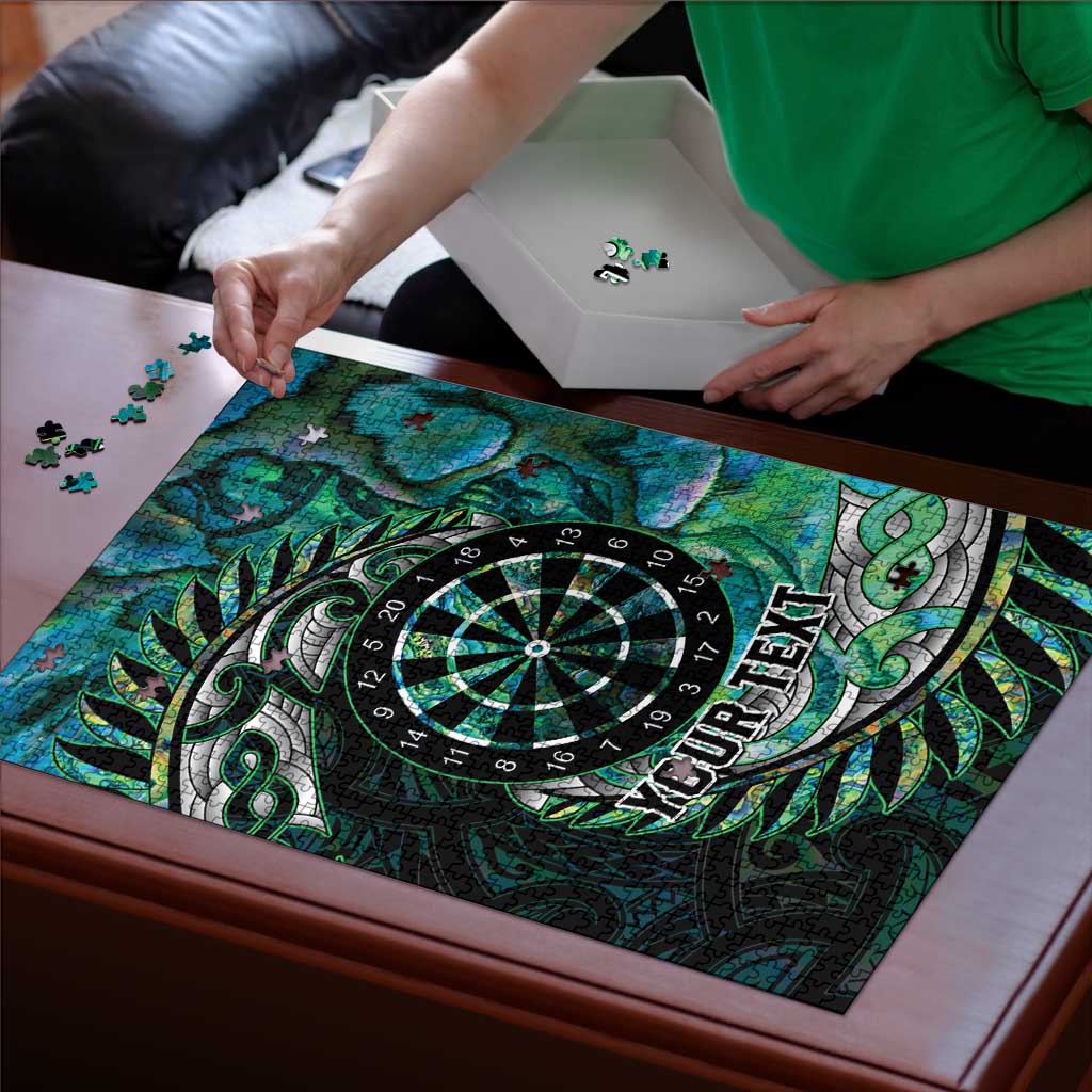 New Zealand Darts Personalised Puzzle Aotearoa Silver Fern Green Papua Shell Spirit LT9 - Polynesian Pride