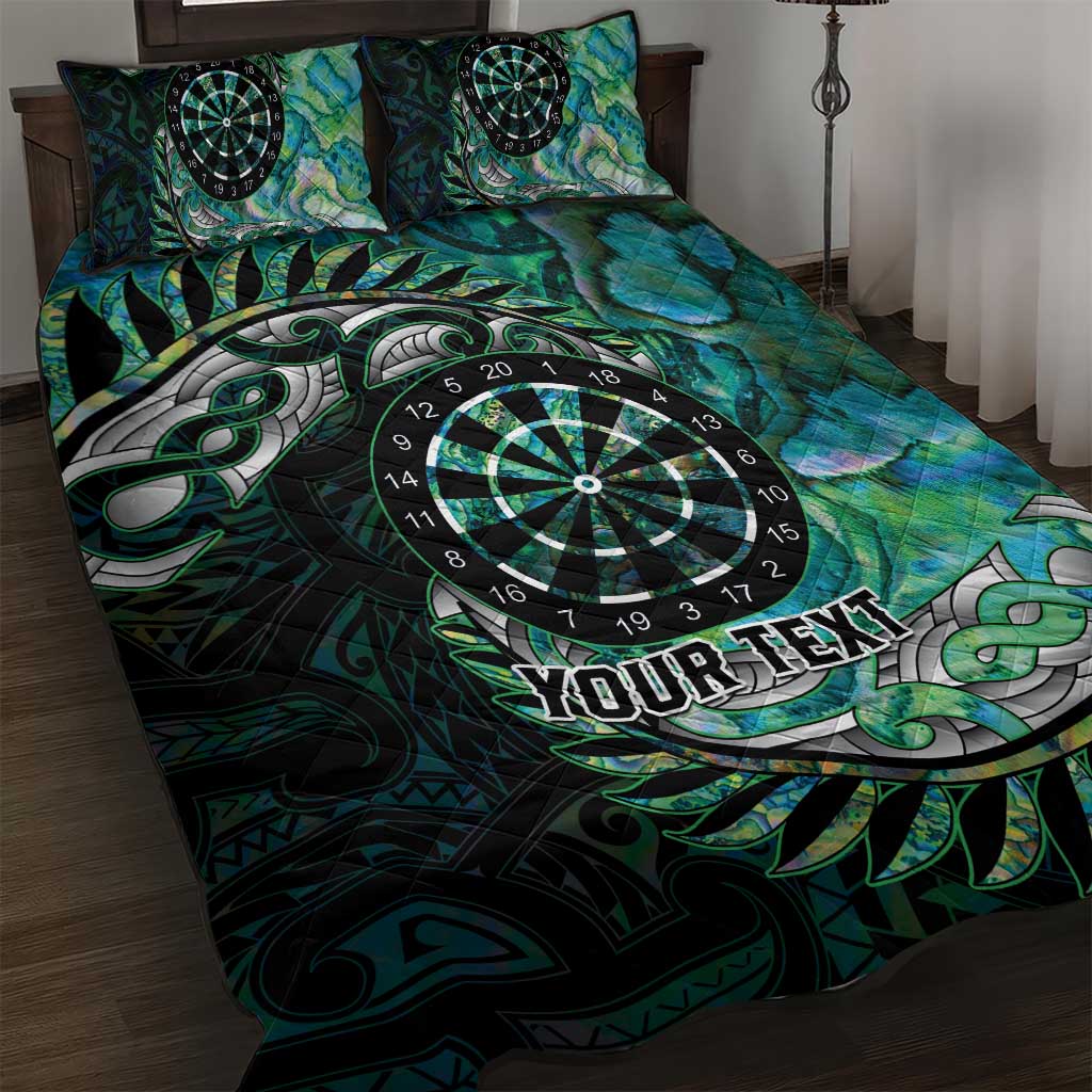 New Zealand Darts Personalised Quilt Bed Set Aotearoa Silver Fern Green Papua Shell Spirit LT9 Green - Polynesian Pride