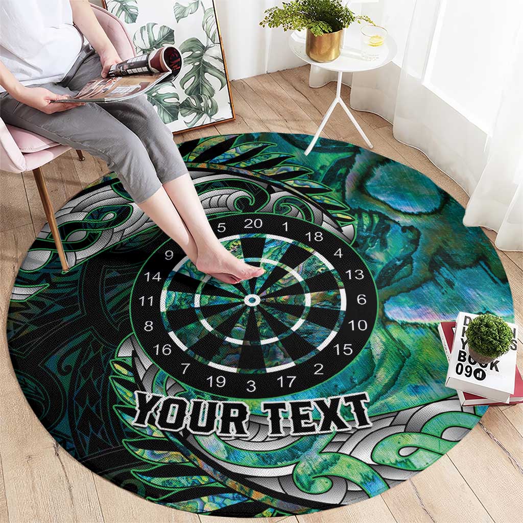 New Zealand Darts Personalised Round Carpet Aotearoa Silver Fern Green Papua Shell Spirit LT9 - Polynesian Pride