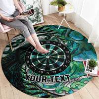 New Zealand Darts Personalised Round Carpet Aotearoa Silver Fern Green Papua Shell Spirit LT9 - Polynesian Pride