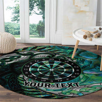 New Zealand Darts Personalised Round Carpet Aotearoa Silver Fern Green Papua Shell Spirit LT9 - Polynesian Pride
