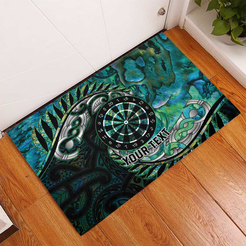 New Zealand Darts Personalised Rubber Doormat Aotearoa Silver Fern Green Papua Shell Spirit LT9 - Polynesian Pride