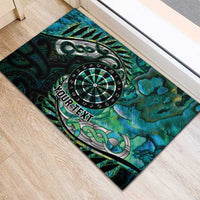 New Zealand Darts Personalised Rubber Doormat Aotearoa Silver Fern Green Papua Shell Spirit LT9 - Polynesian Pride