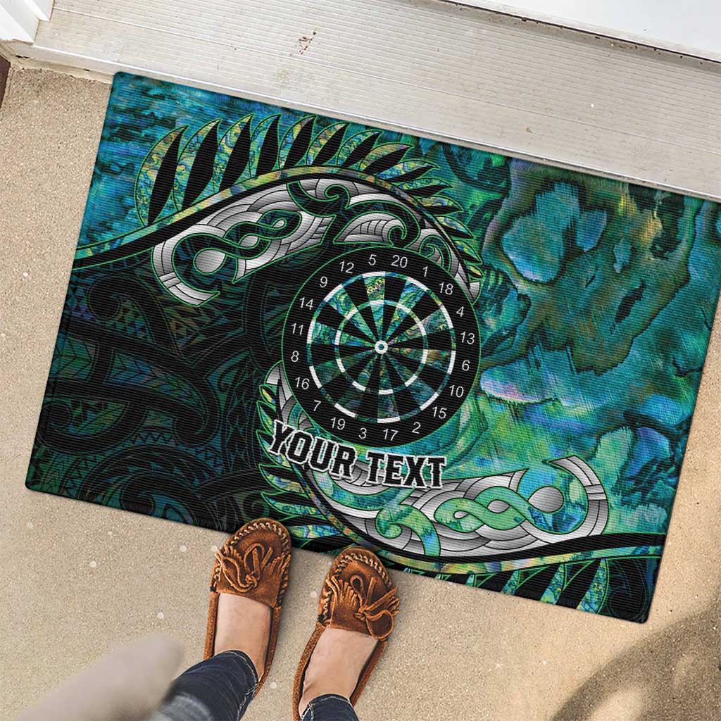 New Zealand Darts Personalised Rubber Doormat Aotearoa Silver Fern Green Papua Shell Spirit LT9 - Polynesian Pride