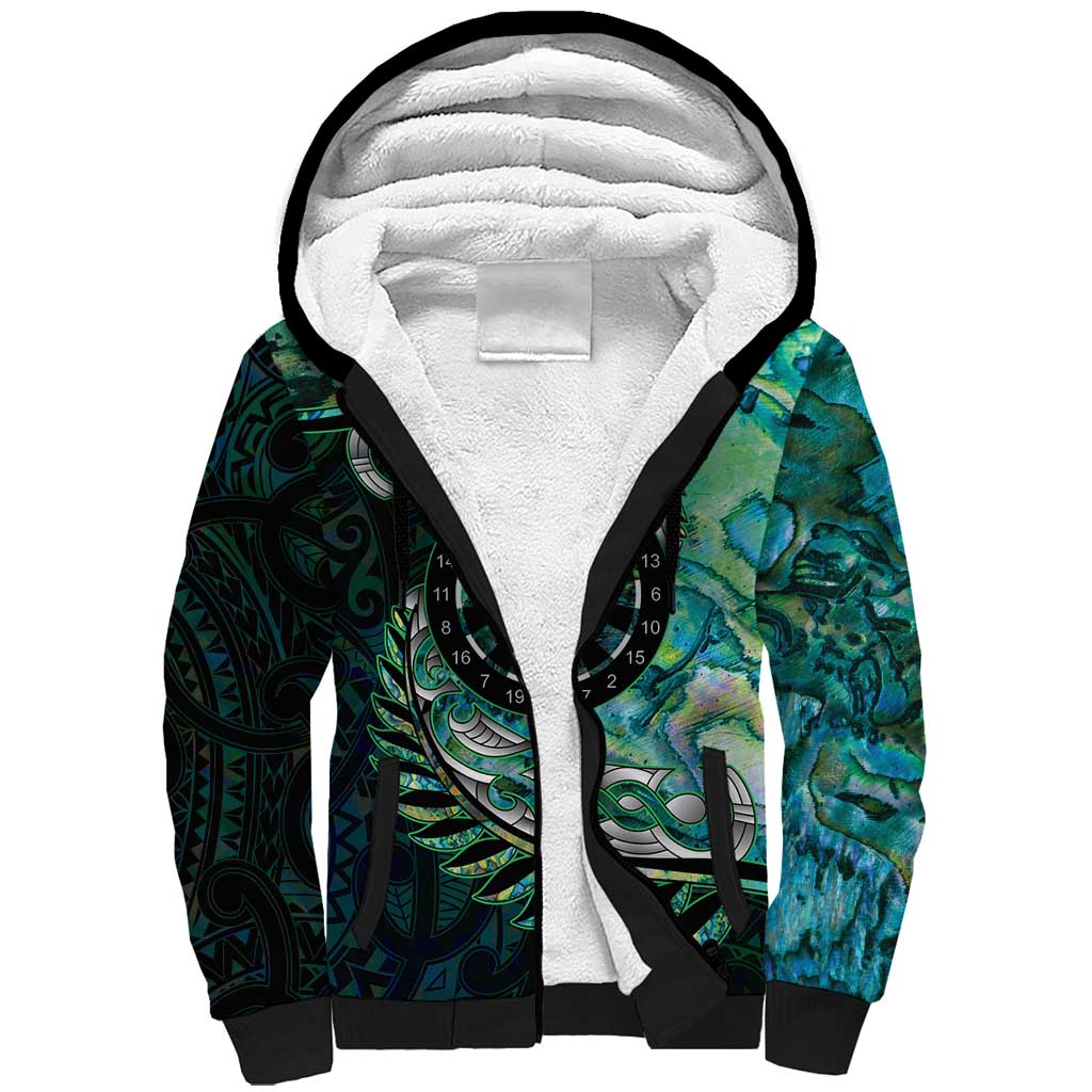 New Zealand Darts Personalised Sherpa Hoodie Aotearoa Silver Fern Green Papua Shell Spirit LT9 Unisex Green - Polynesian Pride