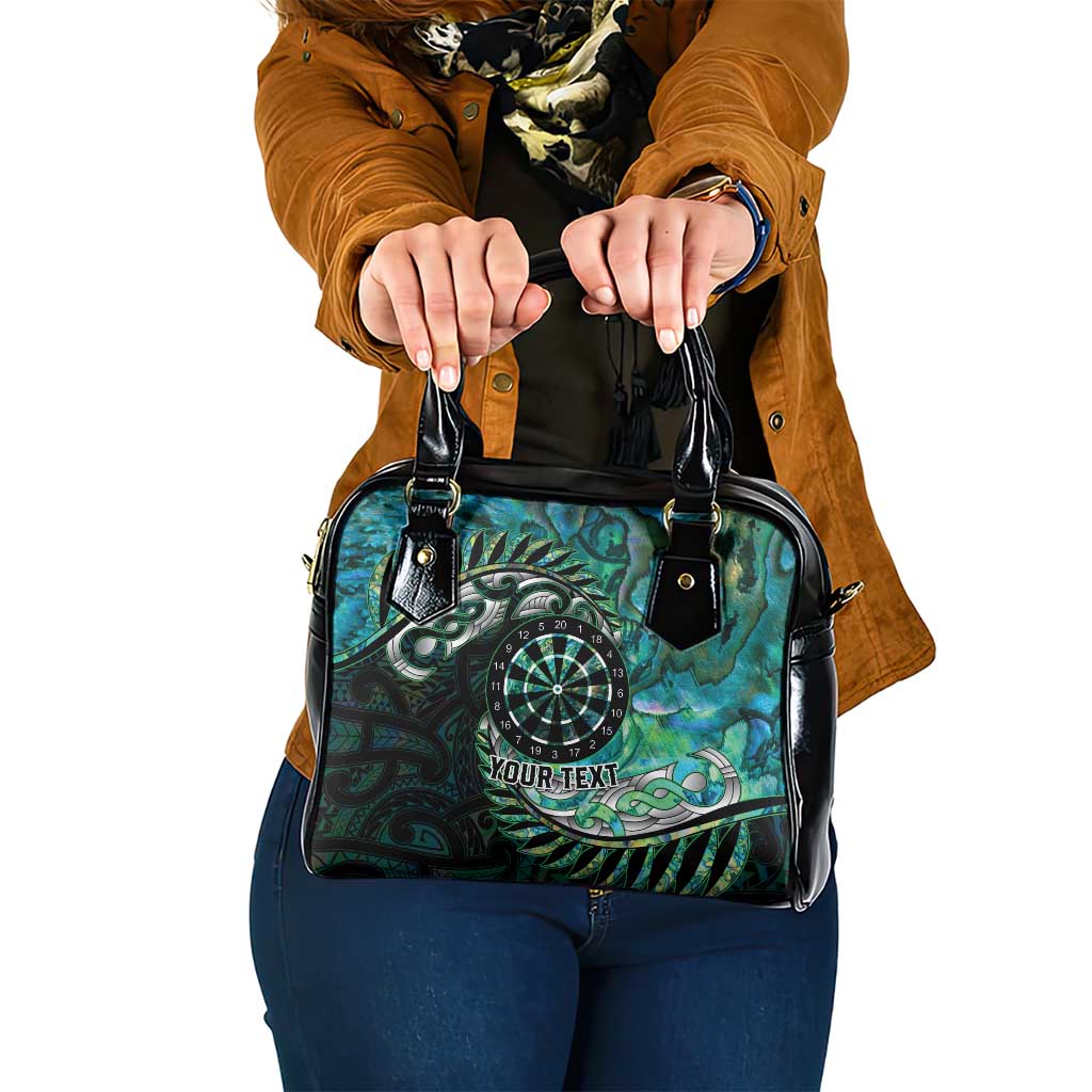 New Zealand Darts Personalised Shoulder Handbag Aotearoa Silver Fern Green Papua Shell Spirit LT9 One Size Green - Polynesian Pride
