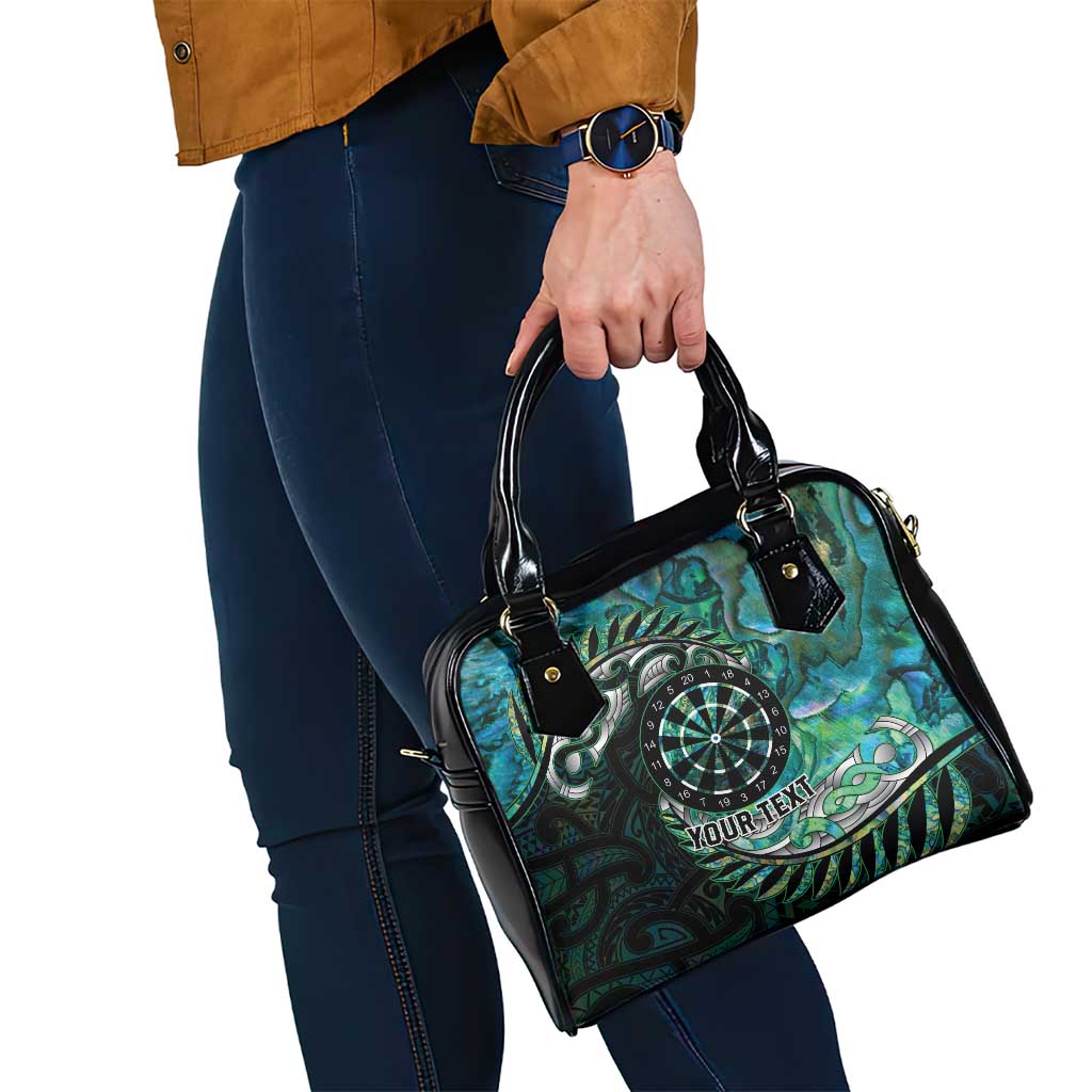 New Zealand Darts Personalised Shoulder Handbag Aotearoa Silver Fern Green Papua Shell Spirit LT9 - Polynesian Pride