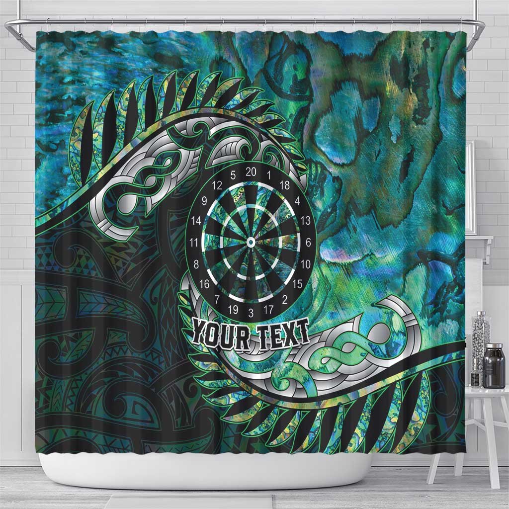 New Zealand Darts Personalised Shower Curtain Aotearoa Silver Fern Green Papua Shell Spirit LT9 - Polynesian Pride