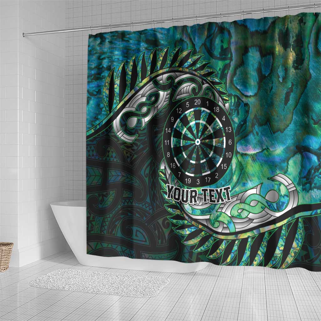 New Zealand Darts Personalised Shower Curtain Aotearoa Silver Fern Green Papua Shell Spirit LT9 - Polynesian Pride