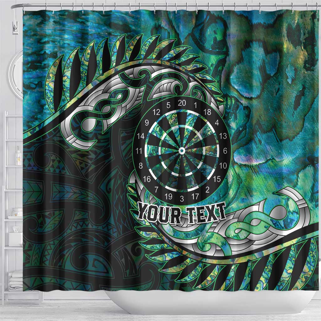 New Zealand Darts Personalised Shower Curtain Aotearoa Silver Fern Green Papua Shell Spirit LT9 - Polynesian Pride
