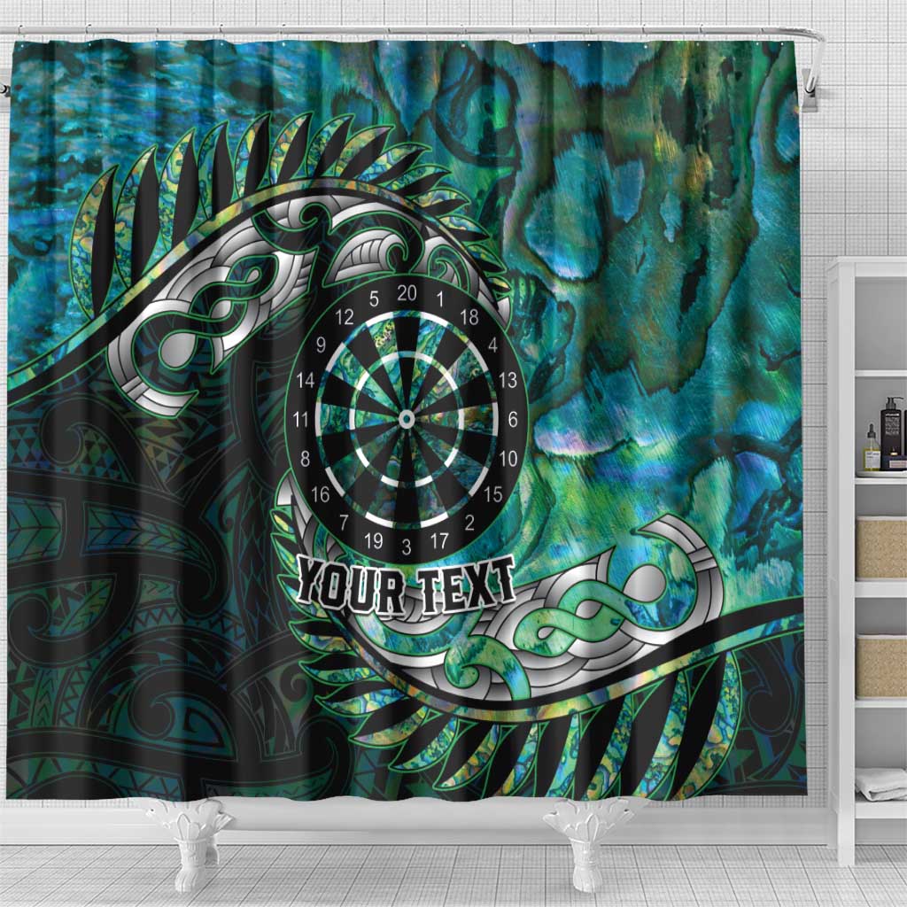 New Zealand Darts Personalised Shower Curtain Aotearoa Silver Fern Green Papua Shell Spirit LT9 - Polynesian Pride