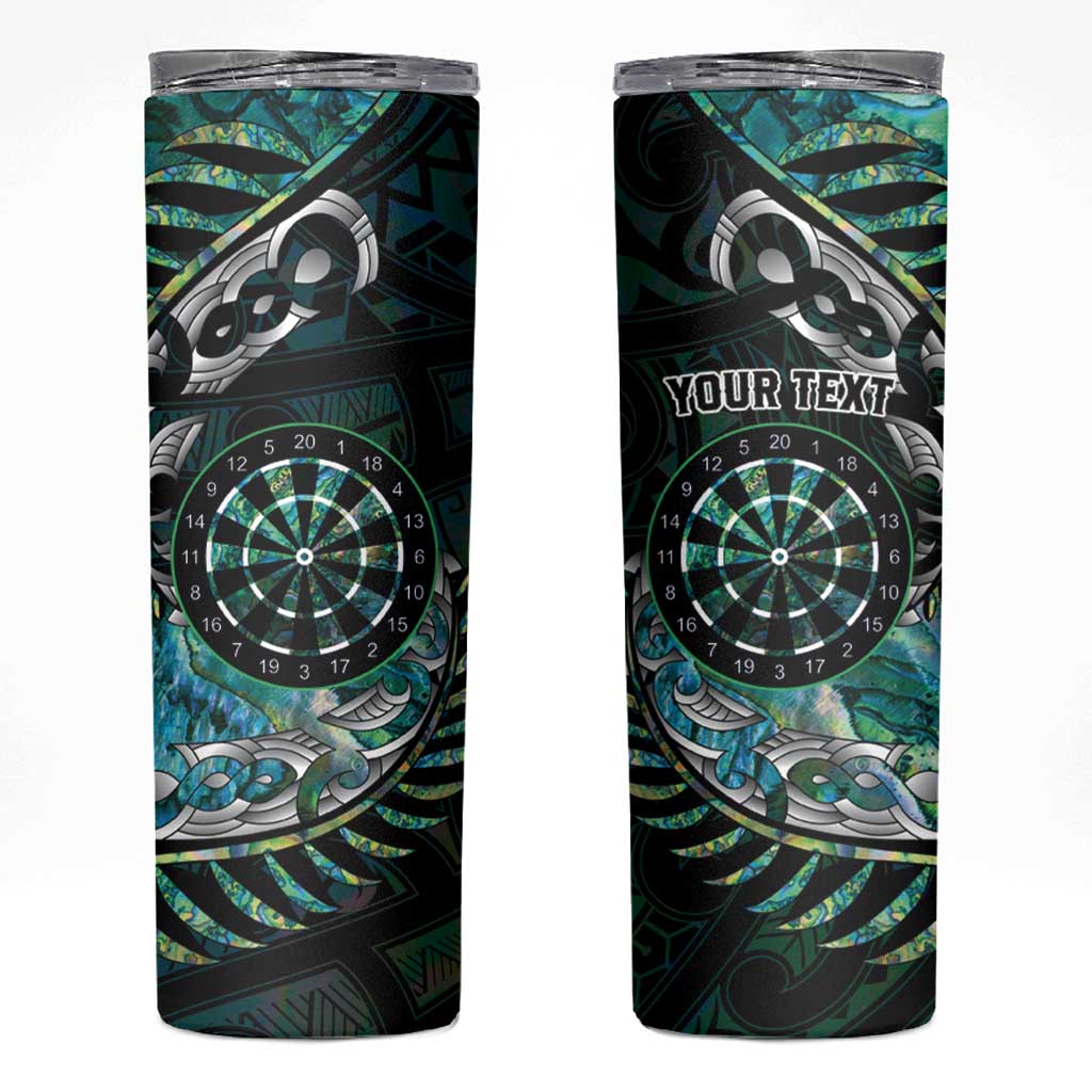 New Zealand Darts Personalised Skinny Tumbler Aotearoa Silver Fern Green Papua Shell Spirit LT9 Green - Polynesian Pride