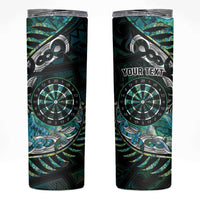 New Zealand Darts Personalised Skinny Tumbler Aotearoa Silver Fern Green Papua Shell Spirit LT9 Green - Polynesian Pride