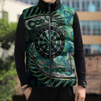 New Zealand Darts Personalised Sleeveless Puffer Jacket Aotearoa Silver Fern Green Papua Shell Spirit LT9 - Polynesian Pride