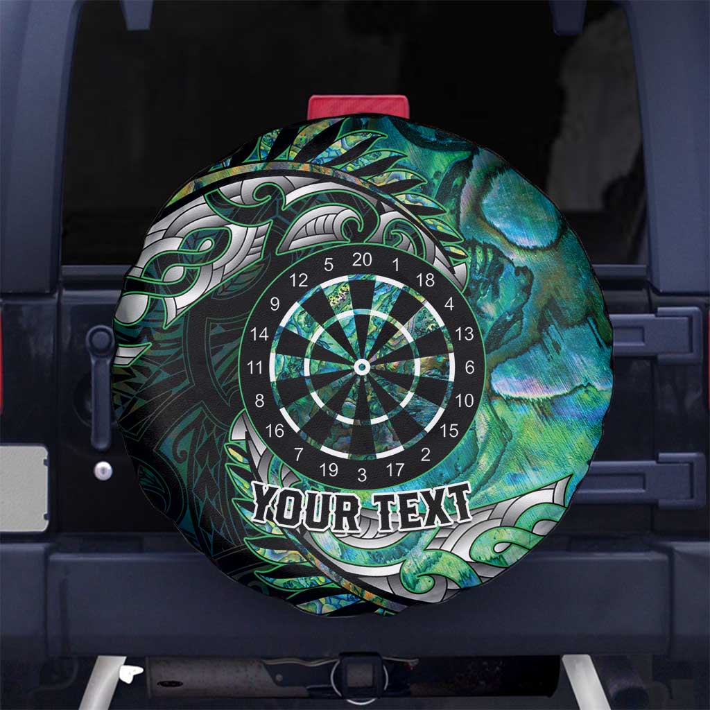 New Zealand Darts Personalised Spare Tire Cover Aotearoa Silver Fern Green Papua Shell Spirit LT9 No hole Green - Polynesian Pride
