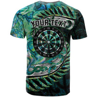 New Zealand Darts Personalised T Shirt Aotearoa Silver Fern Green Papua Shell Spirit LT9 - Polynesian Pride