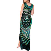 New Zealand Darts Personalised Tank Maxi Dress Aotearoa Silver Fern Green Papua Shell Spirit LT9 - Polynesian Pride