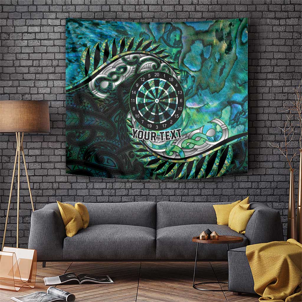 New Zealand Darts Personalised Tapestry Aotearoa Silver Fern Green Papua Shell Spirit LT9 Green - Polynesian Pride