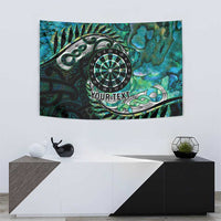 New Zealand Darts Personalised Tapestry Aotearoa Silver Fern Green Papua Shell Spirit LT9 - Polynesian Pride
