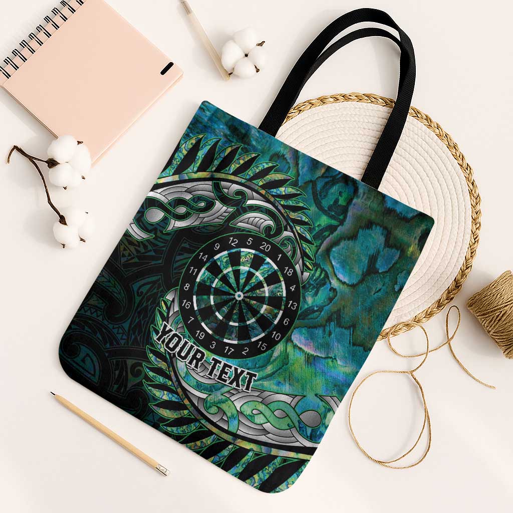 New Zealand Darts Personalised Tote Bag Aotearoa Silver Fern Green Papua Shell Spirit LT9 Black Strap One Size Green - Polynesian Pride