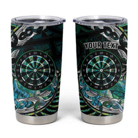 New Zealand Darts Personalised Tumbler Cup Aotearoa Silver Fern Green Papua Shell Spirit LT9 Green - Polynesian Pride