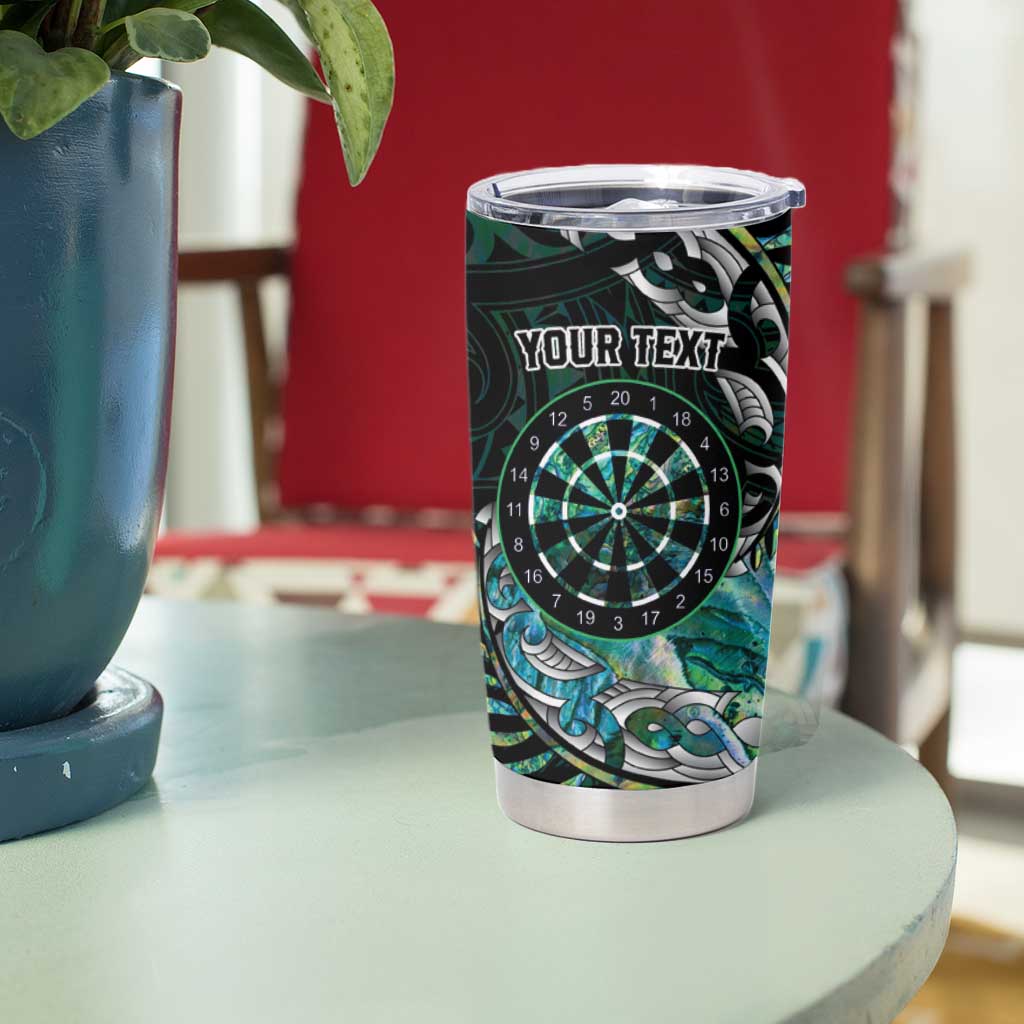 New Zealand Darts Personalised Tumbler Cup Aotearoa Silver Fern Green Papua Shell Spirit LT9 - Polynesian Pride