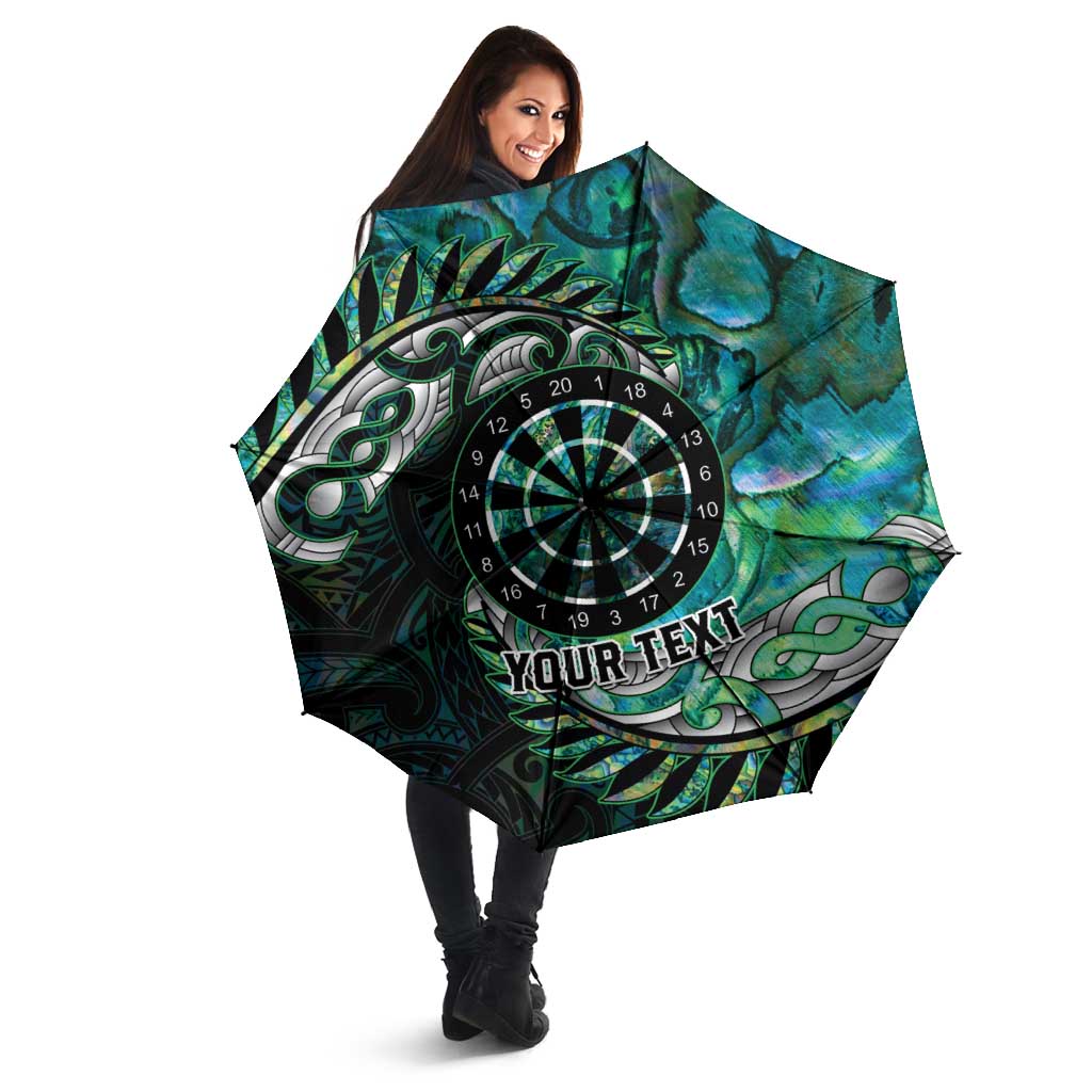 New Zealand Darts Personalised Umbrella Aotearoa Silver Fern Green Papua Shell Spirit LT9 - Polynesian Pride