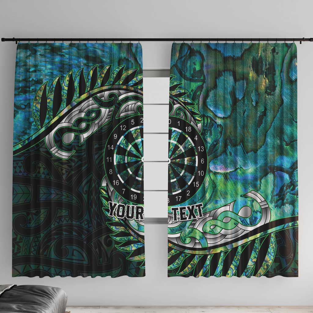 New Zealand Darts Personalised Window Curtain Aotearoa Silver Fern Green Papua Shell Spirit LT9 With Hooks Green - Polynesian Pride