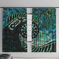 New Zealand Darts Personalised Window Curtain Aotearoa Silver Fern Green Papua Shell Spirit LT9 With Hooks Green - Polynesian Pride