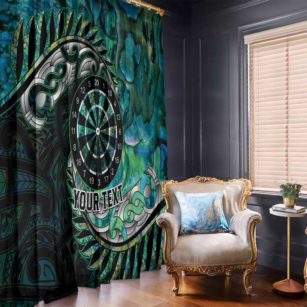 New Zealand Darts Personalised Window Curtain Aotearoa Silver Fern Green Papua Shell Spirit LT9 - Polynesian Pride