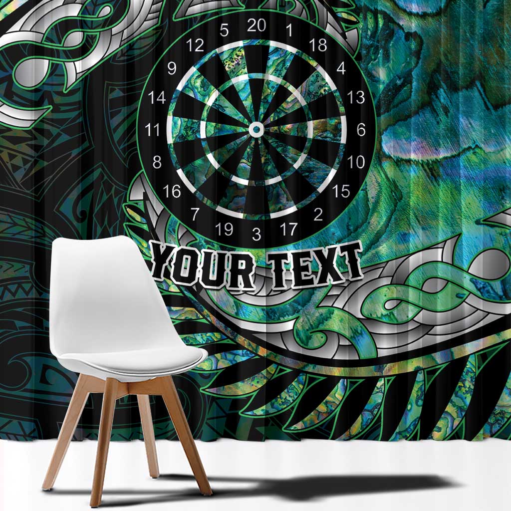 New Zealand Darts Personalised Window Curtain Aotearoa Silver Fern Green Papua Shell Spirit LT9 - Polynesian Pride