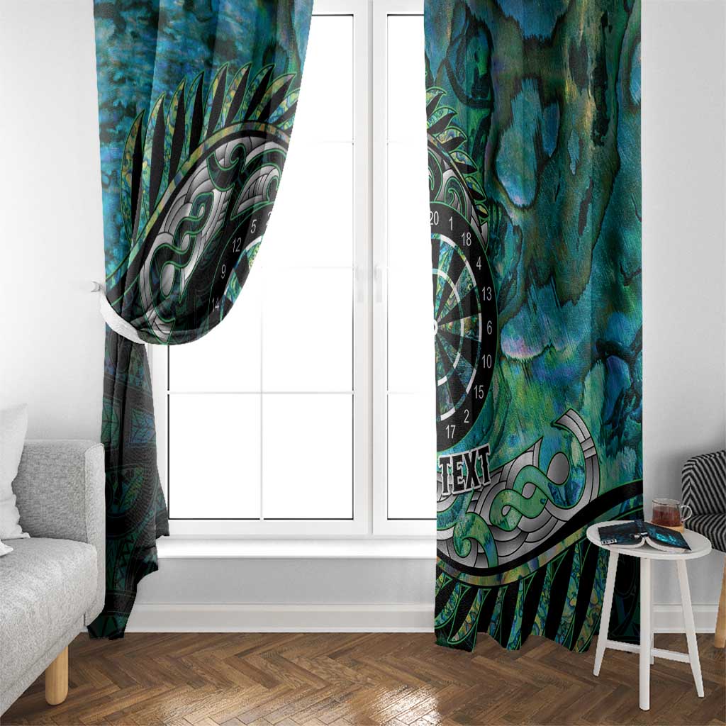 New Zealand Darts Personalised Window Curtain Aotearoa Silver Fern Green Papua Shell Spirit LT9 - Polynesian Pride