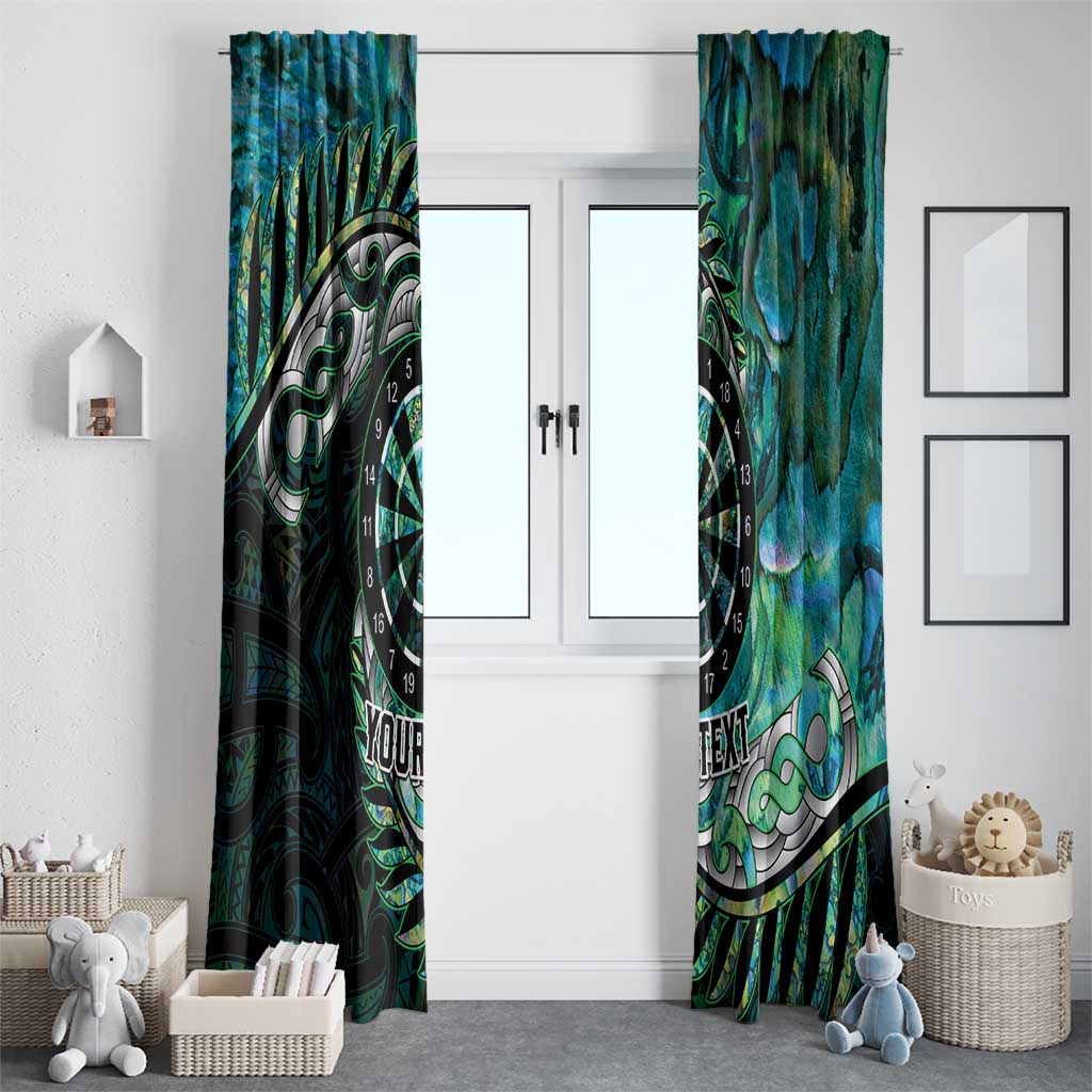 New Zealand Darts Personalised Window Curtain Aotearoa Silver Fern Green Papua Shell Spirit LT9 - Polynesian Pride