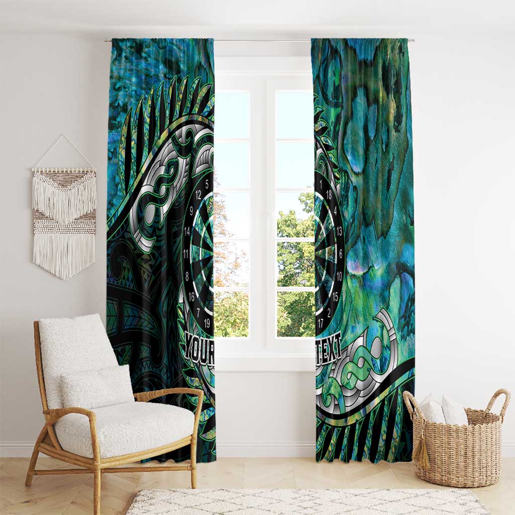 New Zealand Darts Personalised Window Curtain Aotearoa Silver Fern Green Papua Shell Spirit LT9 - Polynesian Pride