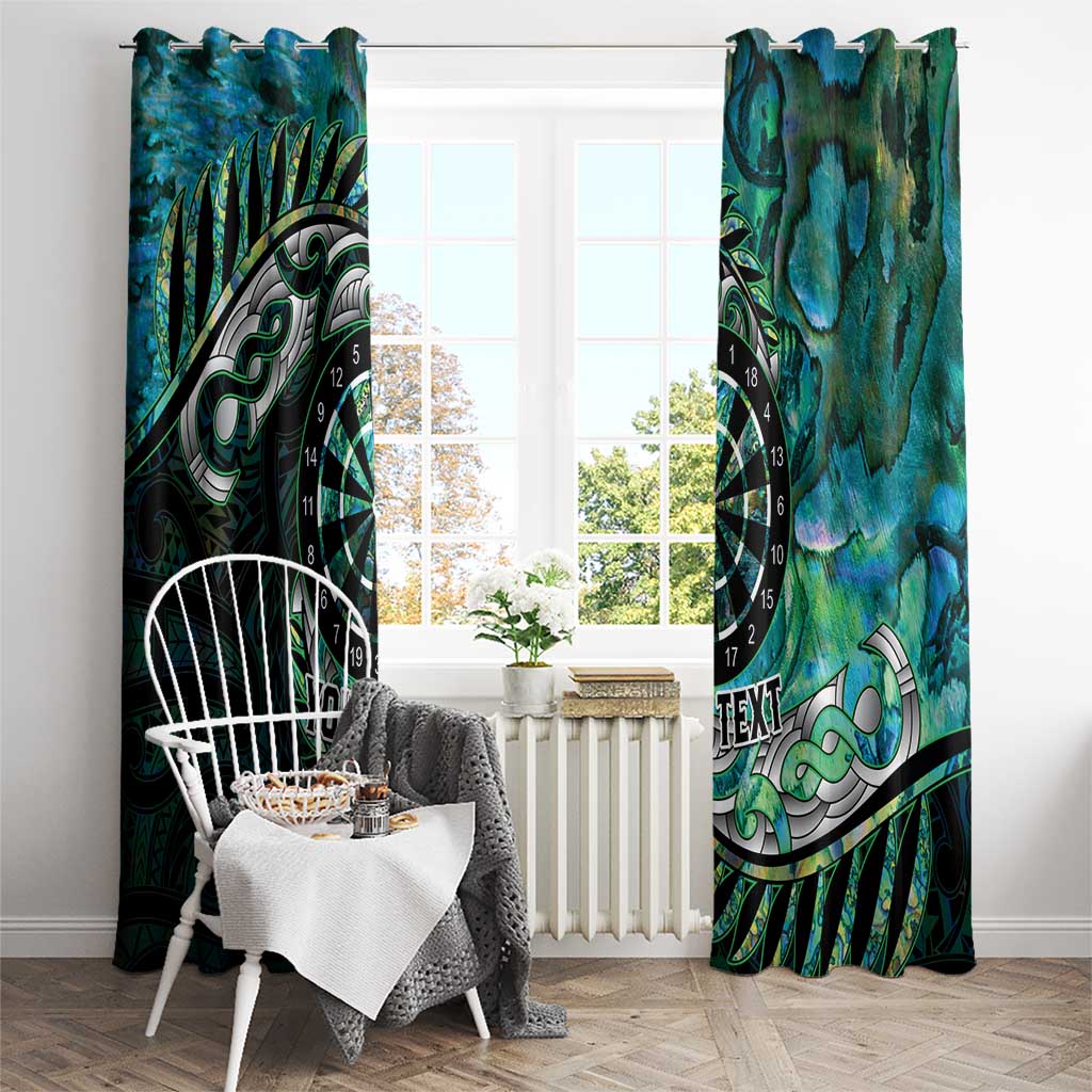 New Zealand Darts Personalised Window Curtain Aotearoa Silver Fern Green Papua Shell Spirit LT9 - Polynesian Pride