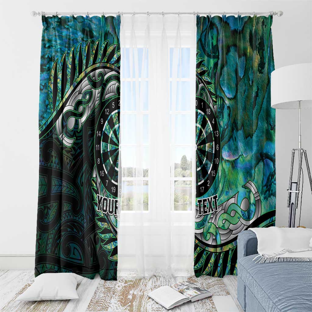 New Zealand Darts Personalised Window Curtain Aotearoa Silver Fern Green Papua Shell Spirit LT9 - Polynesian Pride