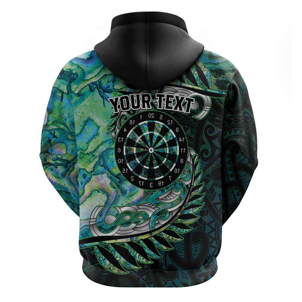 New Zealand Darts Personalised Zip Hoodie Aotearoa Silver Fern Green Papua Shell Spirit LT9 - Polynesian Pride