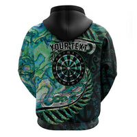 New Zealand Darts Personalised Zip Hoodie Aotearoa Silver Fern Green Papua Shell Spirit LT9 - Polynesian Pride