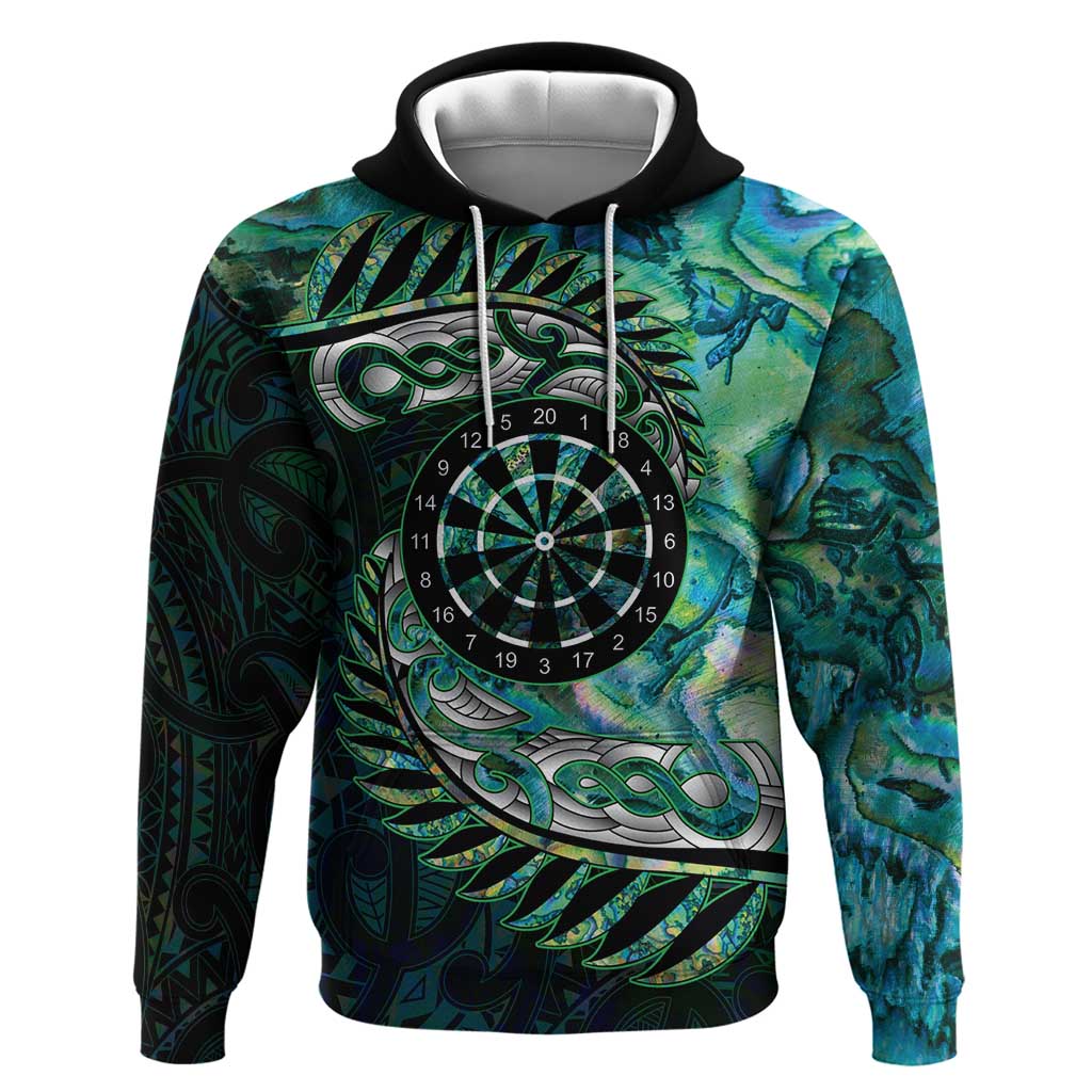 New Zealand Darts Personalised Zip Hoodie Aotearoa Silver Fern Green Papua Shell Spirit LT9 Pullover Hoodie Green - Polynesian Pride