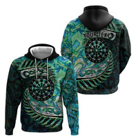 New Zealand Darts Personalised Zip Hoodie Aotearoa Silver Fern Green Papua Shell Spirit LT9 - Polynesian Pride