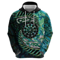 New Zealand Darts Personalised Zip Hoodie Aotearoa Silver Fern Green Papua Shell Spirit LT9 - Polynesian Pride