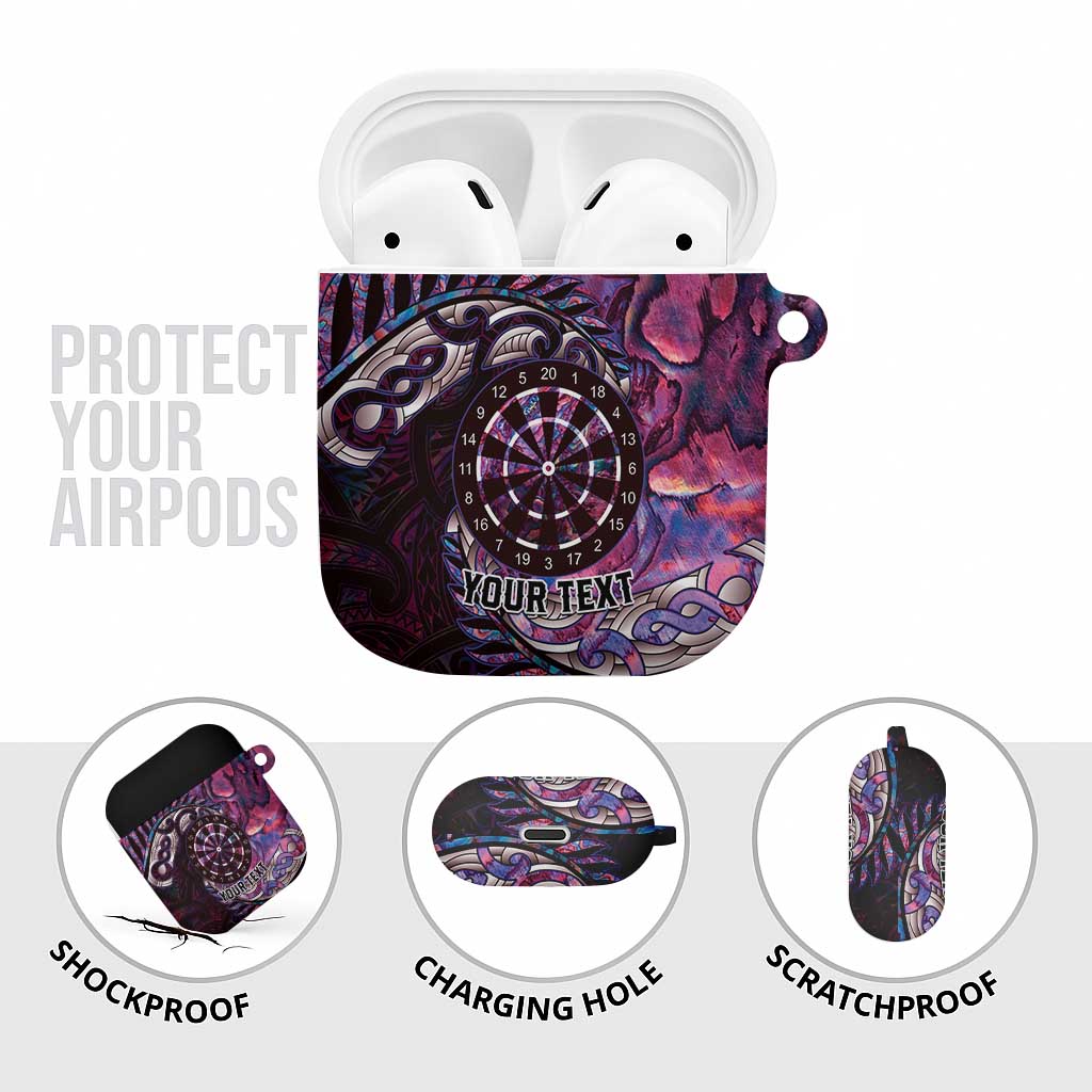 New Zealand Darts Personalised AirPods Case Aotearoa Silver Fern Pink Papua Shell Spirit LT9 - Polynesian Pride