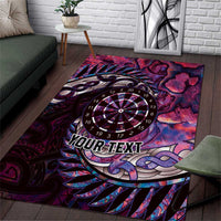 New Zealand Darts Personalised Area Rug Aotearoa Silver Fern Pink Papua Shell Spirit LT9 Pink - Polynesian Pride