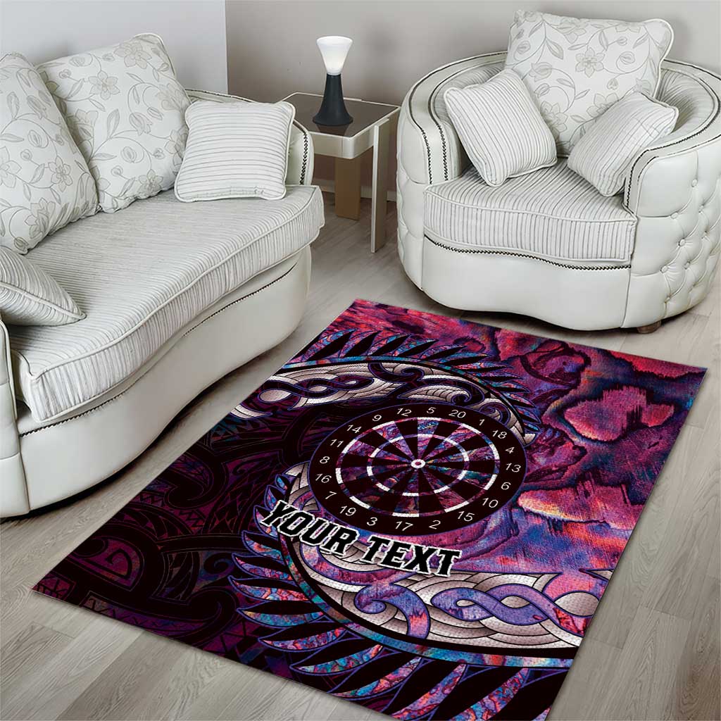 New Zealand Darts Personalised Area Rug Aotearoa Silver Fern Pink Papua Shell Spirit LT9 - Polynesian Pride