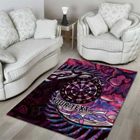 New Zealand Darts Personalised Area Rug Aotearoa Silver Fern Pink Papua Shell Spirit LT9 - Polynesian Pride