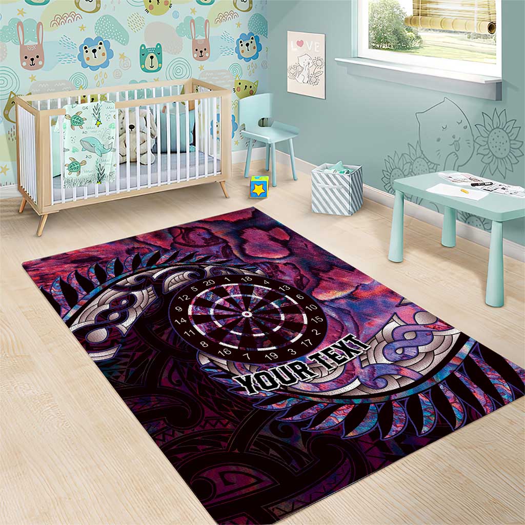 New Zealand Darts Personalised Area Rug Aotearoa Silver Fern Pink Papua Shell Spirit LT9 - Polynesian Pride