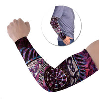 New Zealand Darts Personalised Arm Sleeves Aotearoa Silver Fern Pink Papua Shell Spirit LT9 Set of 2 Pink - Polynesian Pride