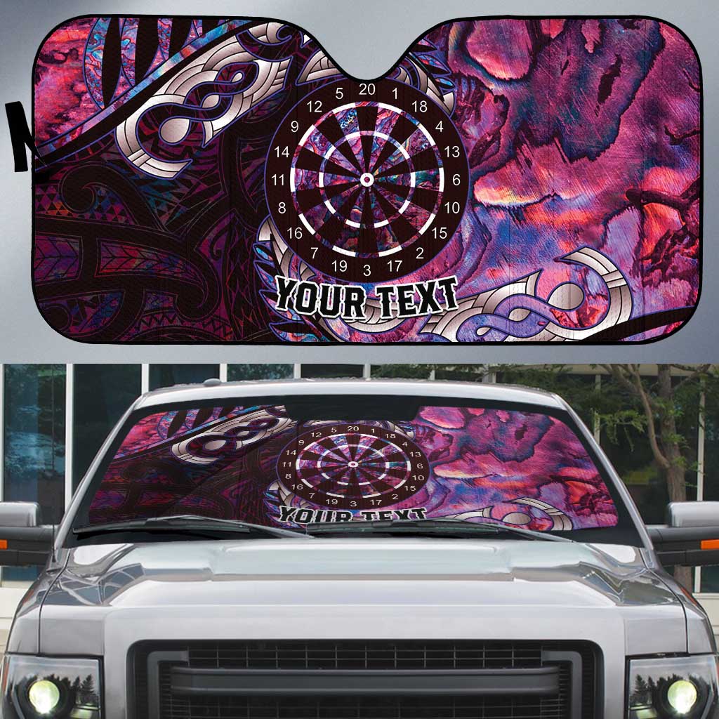 New Zealand Darts Personalised Auto Sun Shade Aotearoa Silver Fern Pink Papua Shell Spirit LT9 Pink - Polynesian Pride