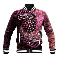 New Zealand Darts Personalised Baseball Jacket Aotearoa Silver Fern Pink Papua Shell Spirit LT9 Unisex Pink - Polynesian Pride